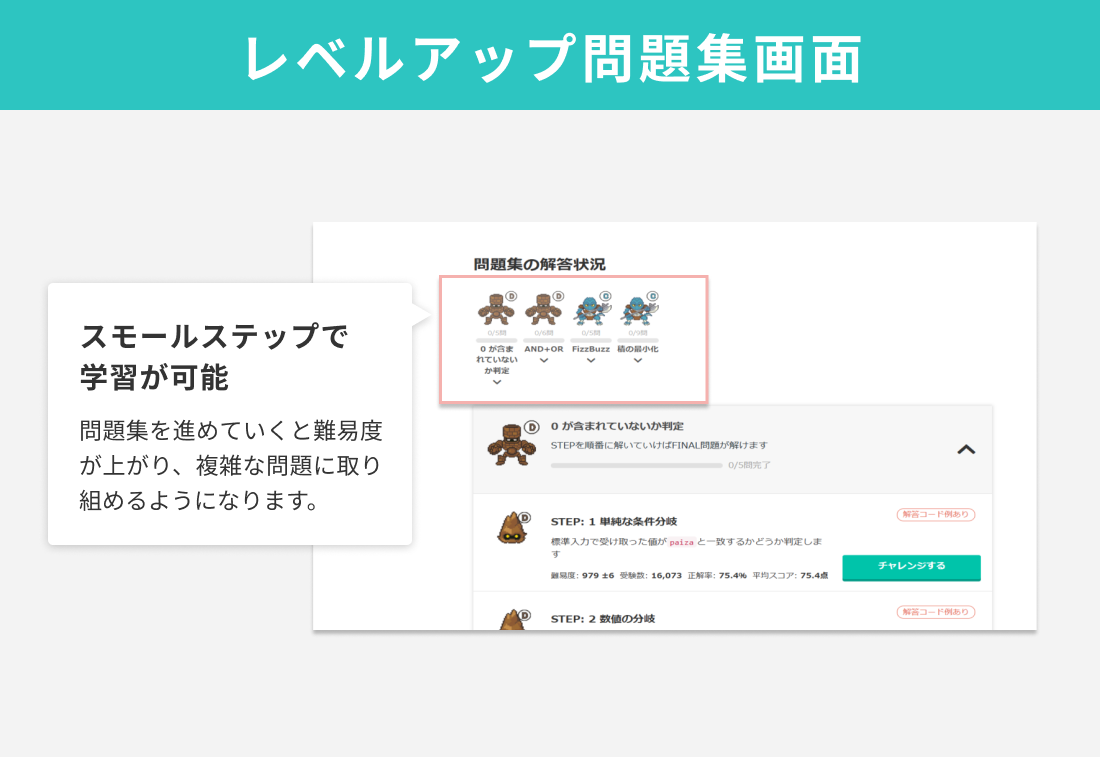 レベルアップ問題集画面1
